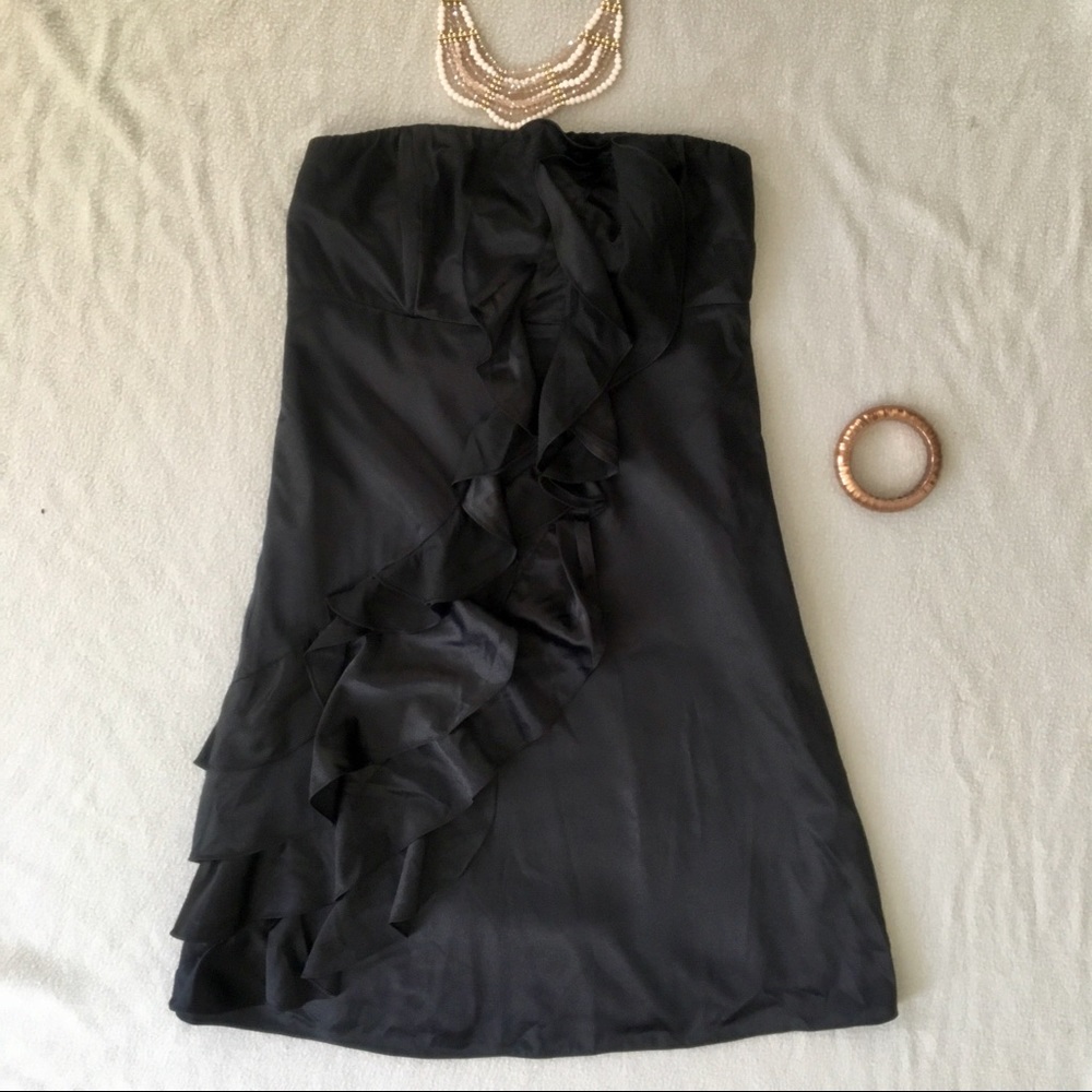The Limited Event Ruffled Black Strapless Dress